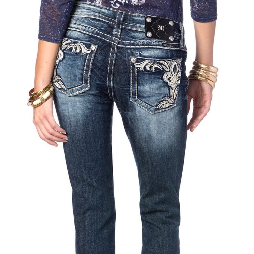 Miss me fleur de lis distressed denim jeans