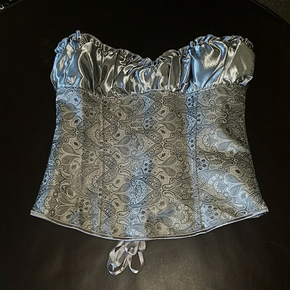 Brocade and silk Silver corset top never worn