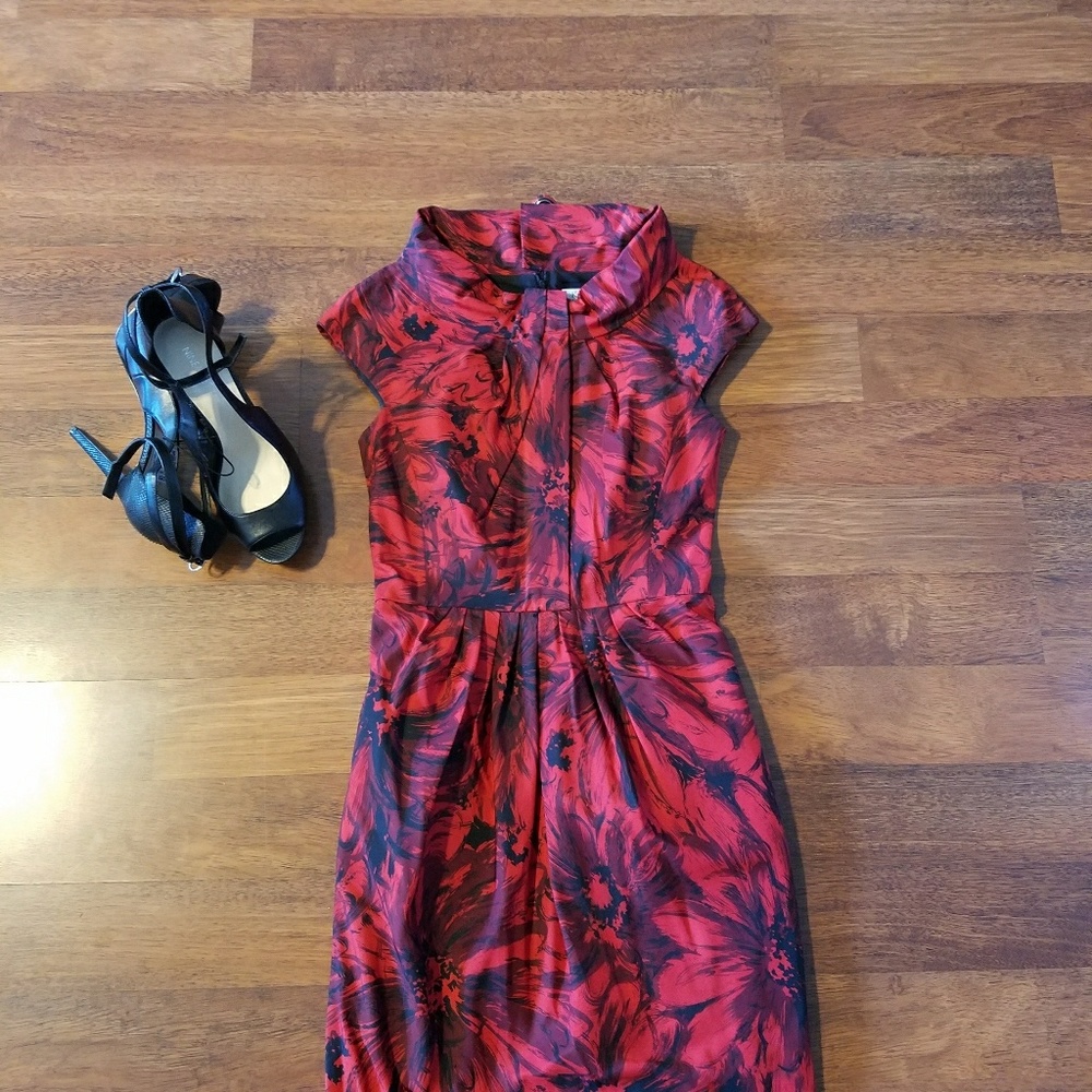 Beautiful red and black tailored dress