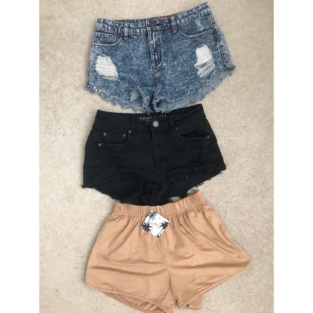 SHORTS BUNDLE: Suede, Black distressed & Acid wash