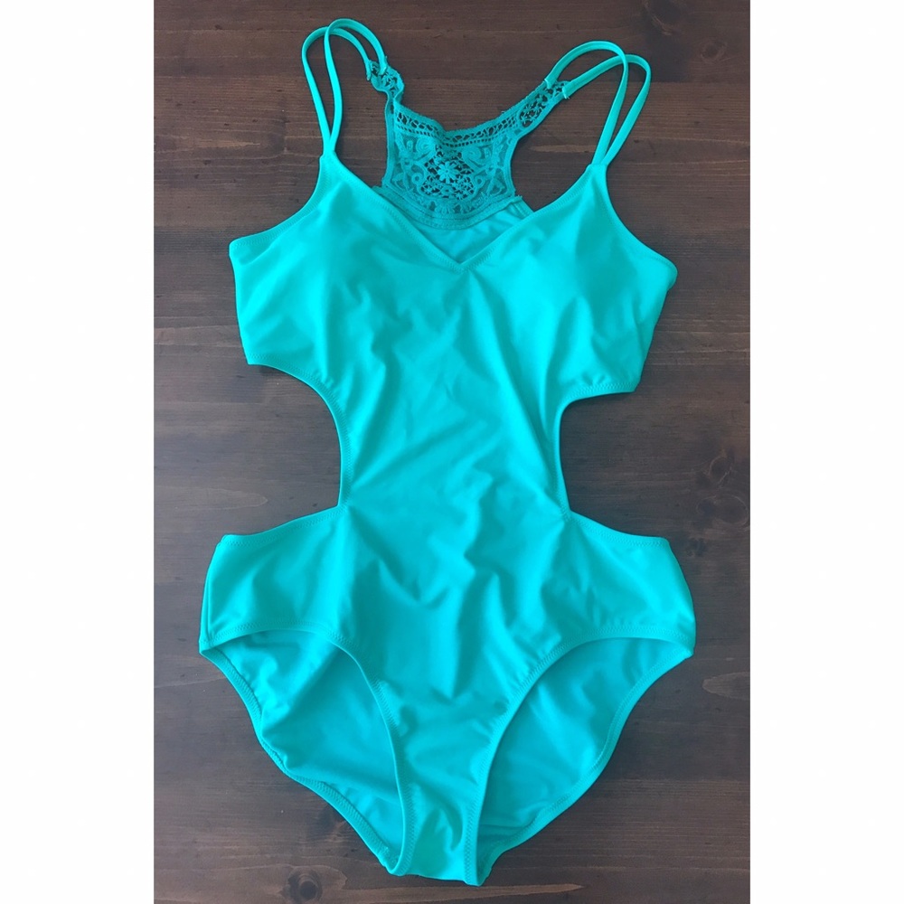 Jessica Simpson Teal one piece bathing suit