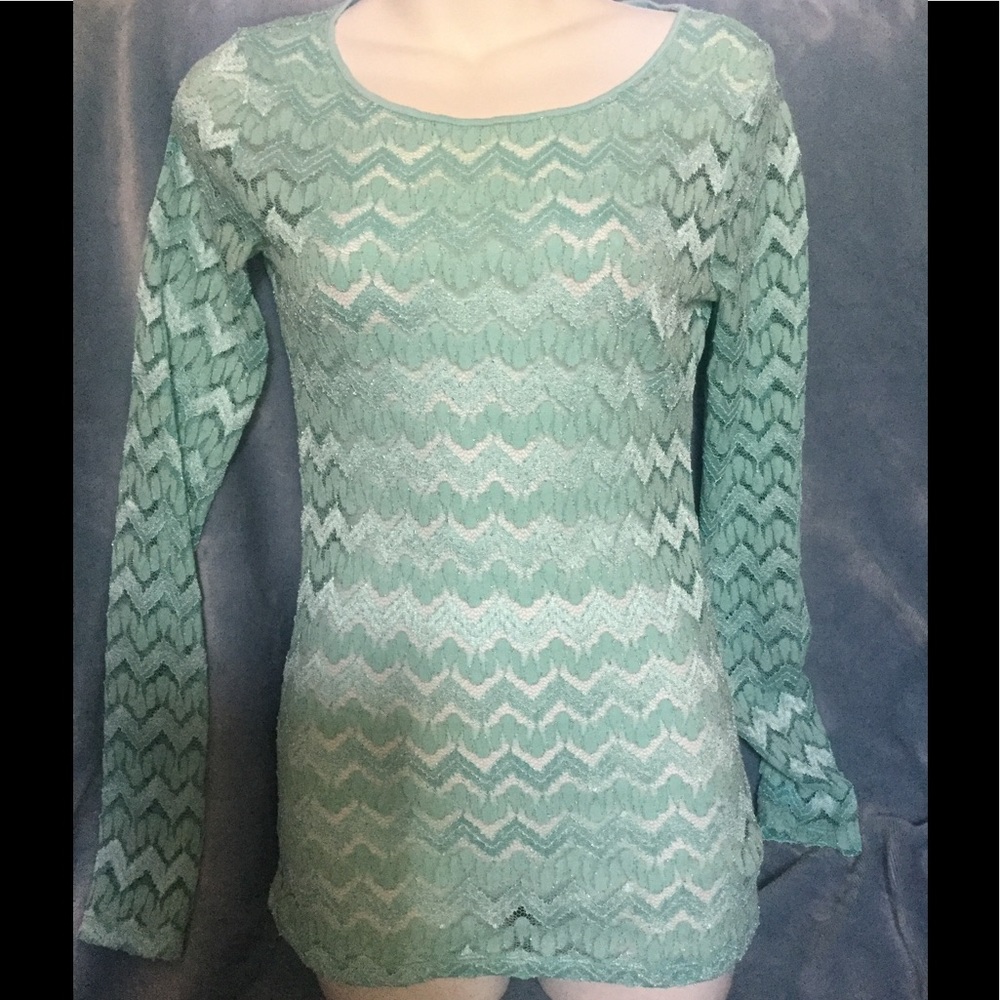 TURQUOISE LACE LONG SLEEVE SHIRT