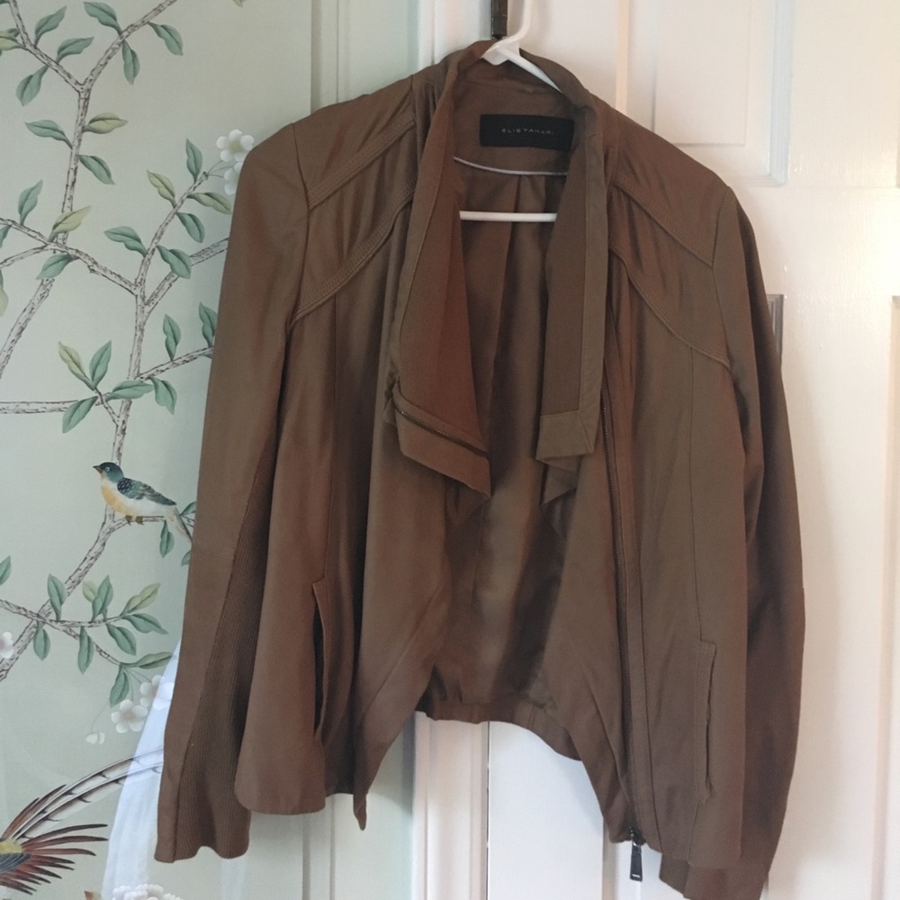 Leather drape jacket