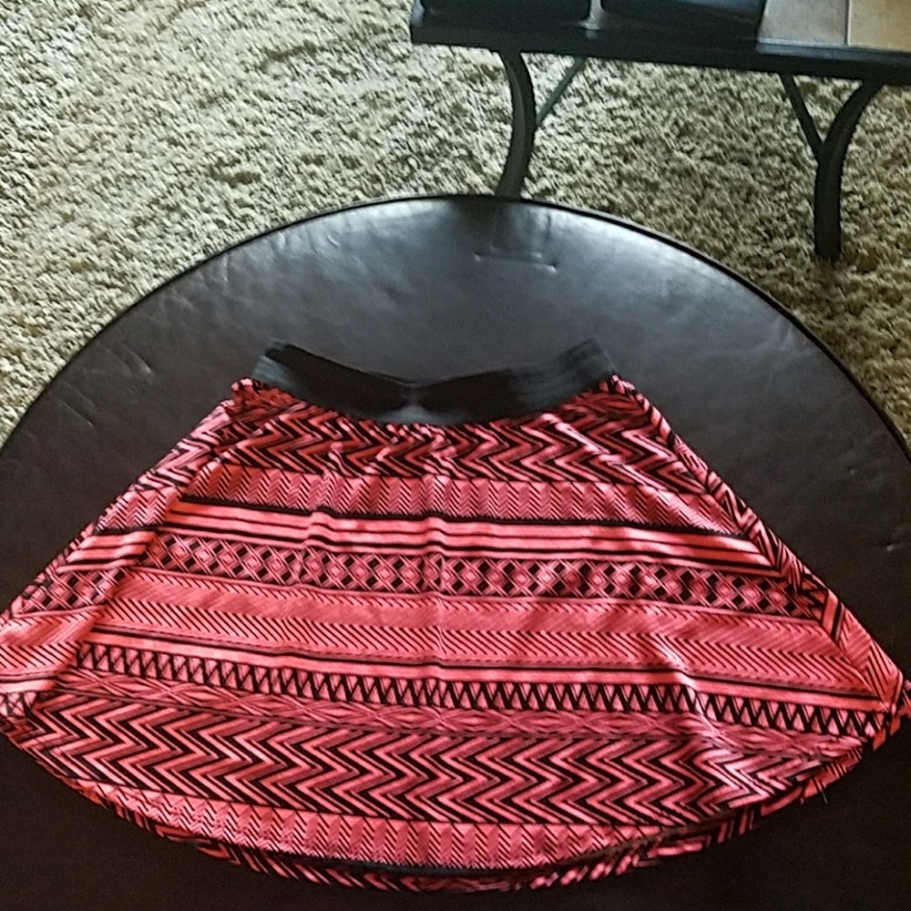 Retro print midi skater skirt