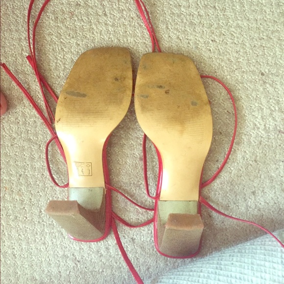 RARE RED LACE UP HEELS FROM EUROPE (-00's) - Picture 3 of 4