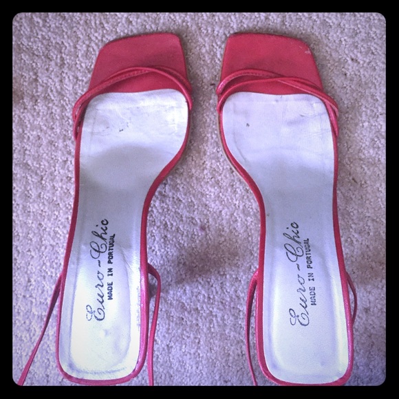 RARE RED LACE UP HEELS FROM EUROPE (-00's) - Picture 4 of 4