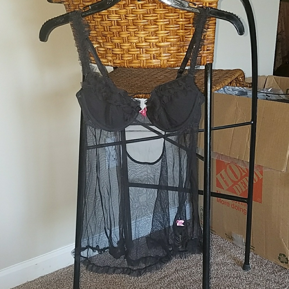 34 B Victoria's Secret black see through teddy