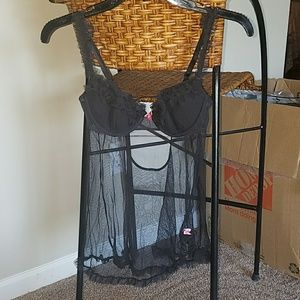 34 B Victoria's Secret black see through teddy
