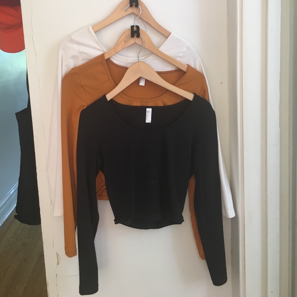 American Apparel long sleeve crop tops