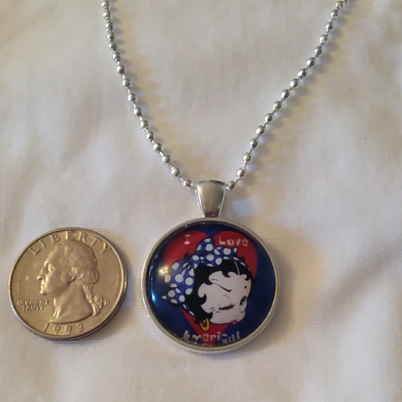 Sale*Betty Boop, I love America, cabochon necklace - Picture 3 of 4
