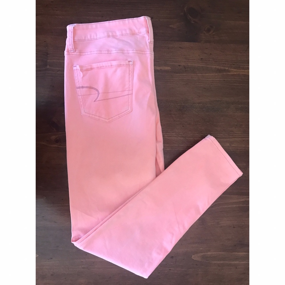American Eagle Coral/ light pink jeans