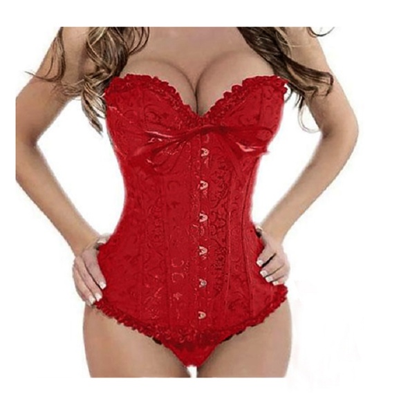 Red Waist Trainer Bustier Lace Up Corset Lingerie - Picture 2 of 3