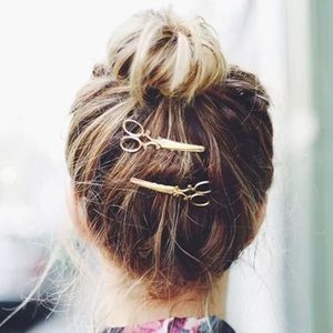 Silver Scissor Decorative Hair Pins (2)