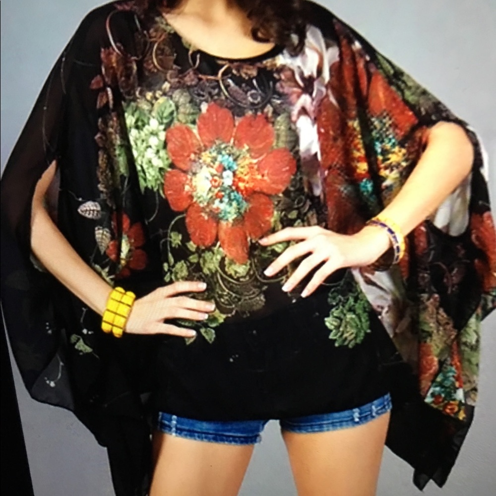 New over the head floral shrug/ shawl