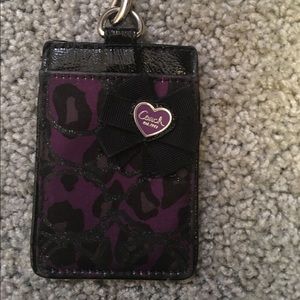 Coach Purple Cheetah Lanyard and ID tag