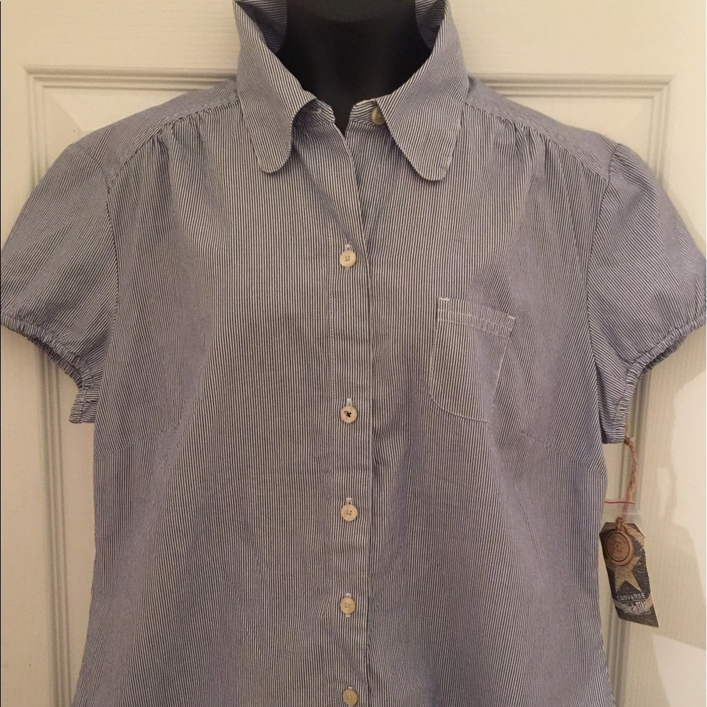 Ladies NEW CONVERSE One Star Light Blue Top