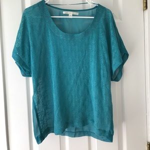 EUC - Teal Lauren Conrad Top with knit detail