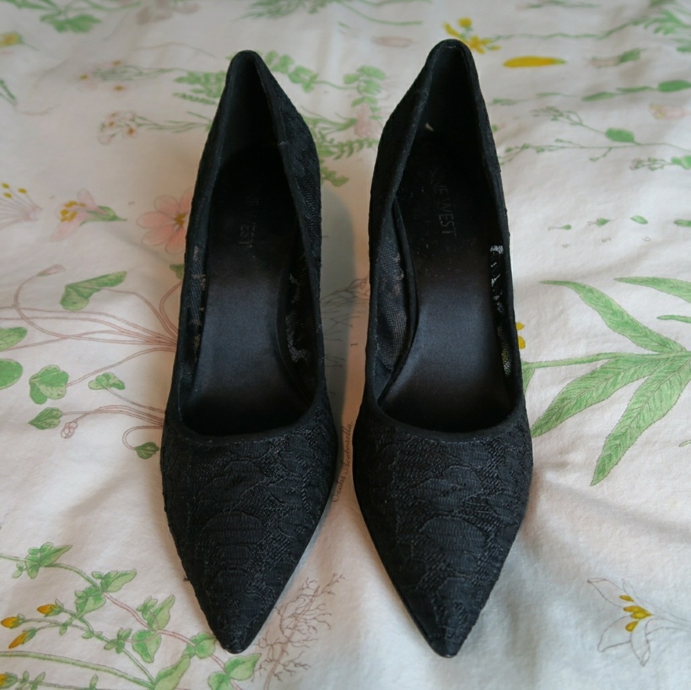 🇺🇸SALE!Nine West Black Lace Stiletto Heels sz. 8
