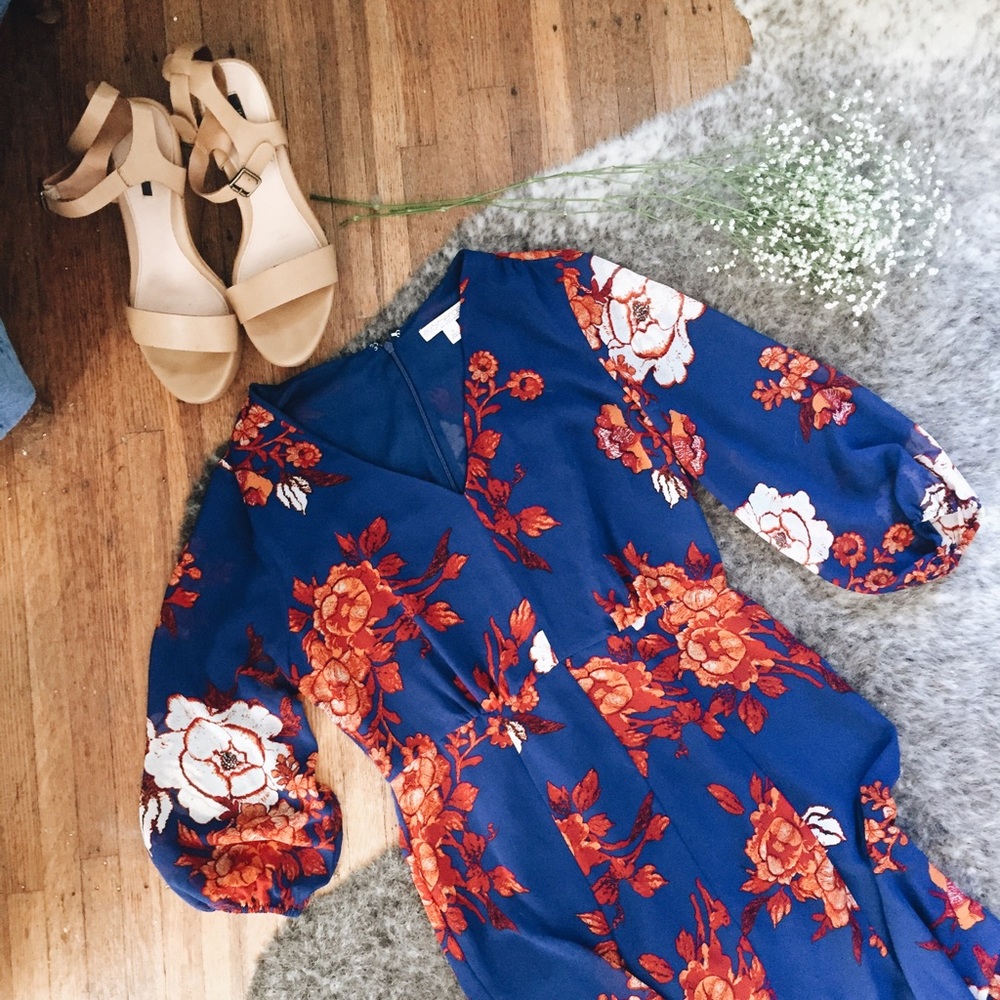 Eva Mendez Flowy Chiffon Floral Dress