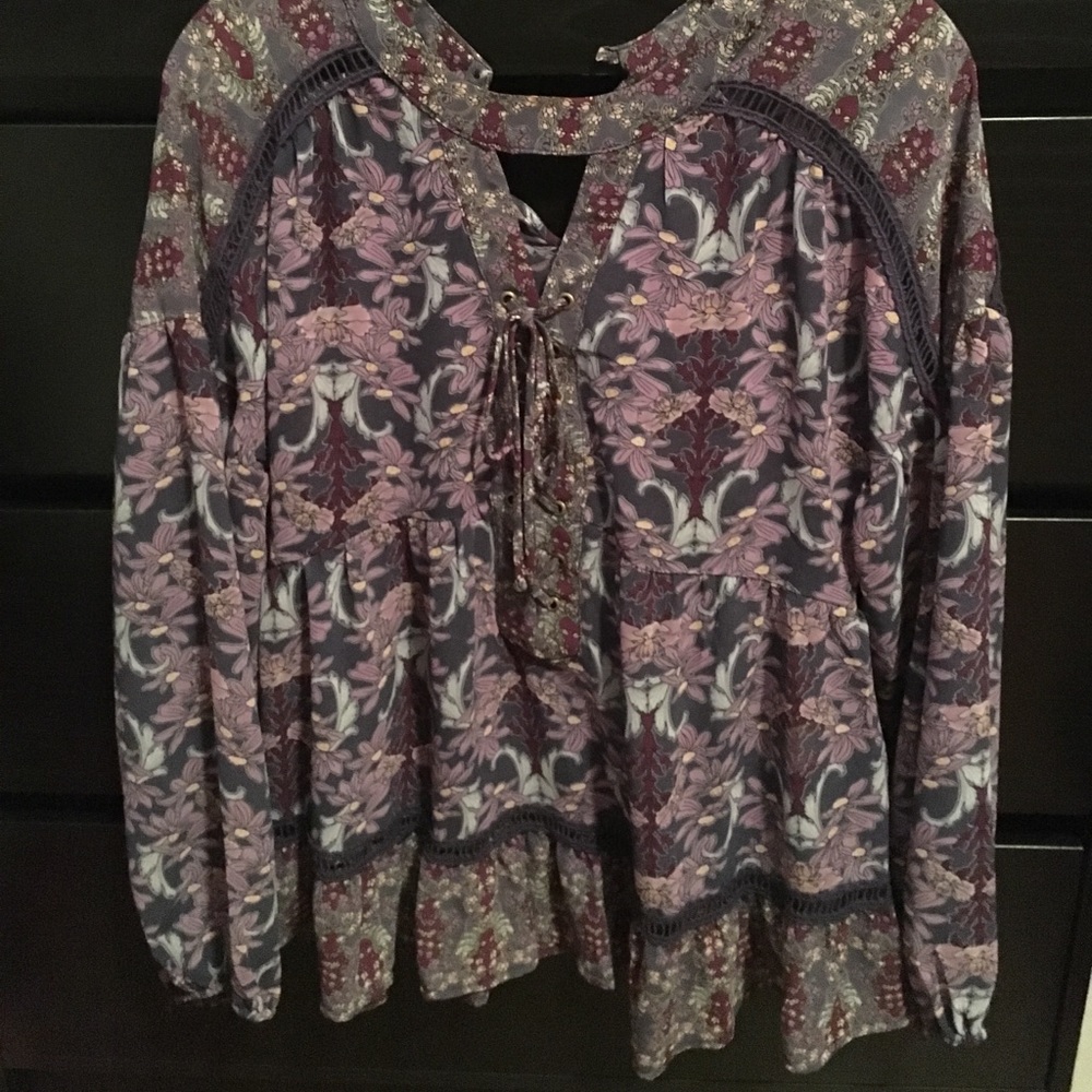 NWOT sheer purple floral top