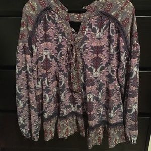 NWOT sheer purple floral top