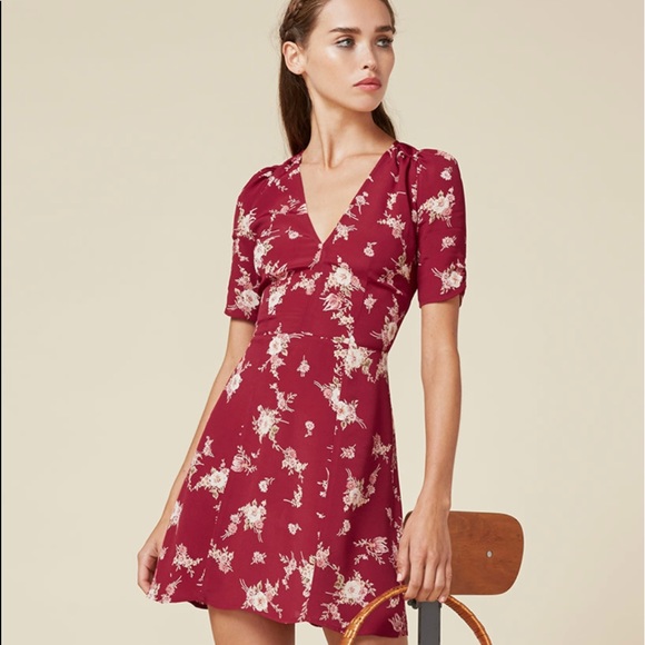 reformation red floral dress
