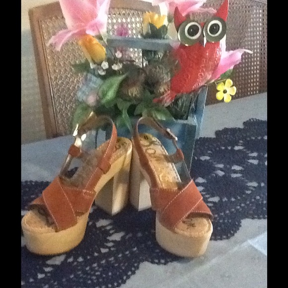 Sam Edelman Shoes - SAM EDELMAN SUEDE RUST LEATHER PLATFORM HEELS NWOT