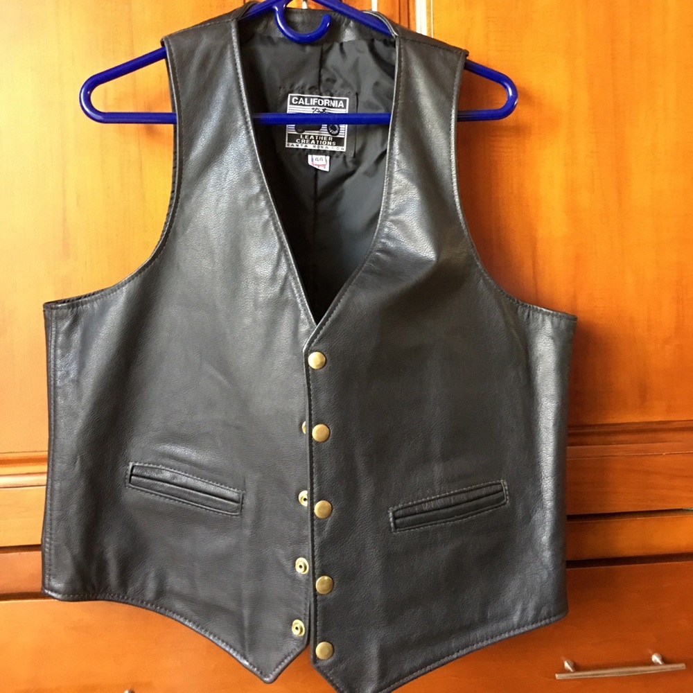 Black Leather motorcycle vest