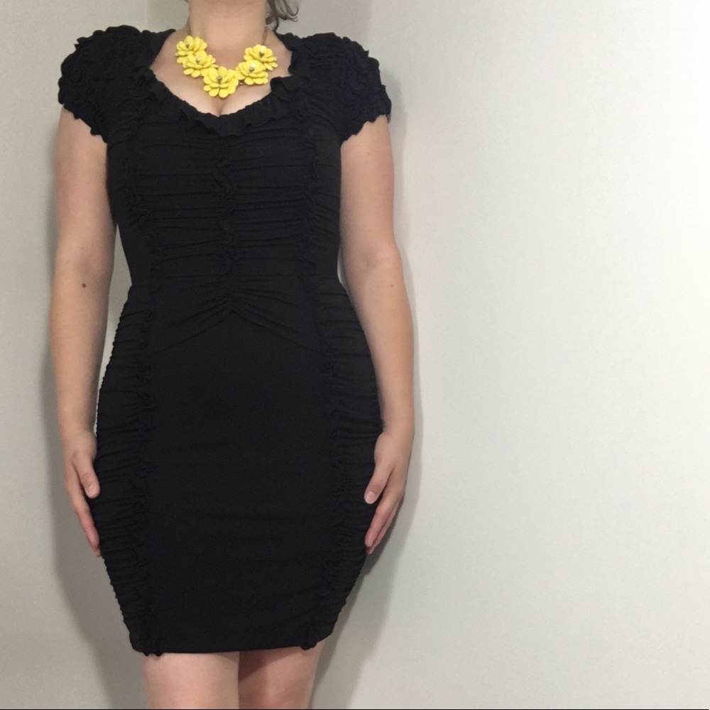 Leifsdottir Black V Neck ruffle Dress