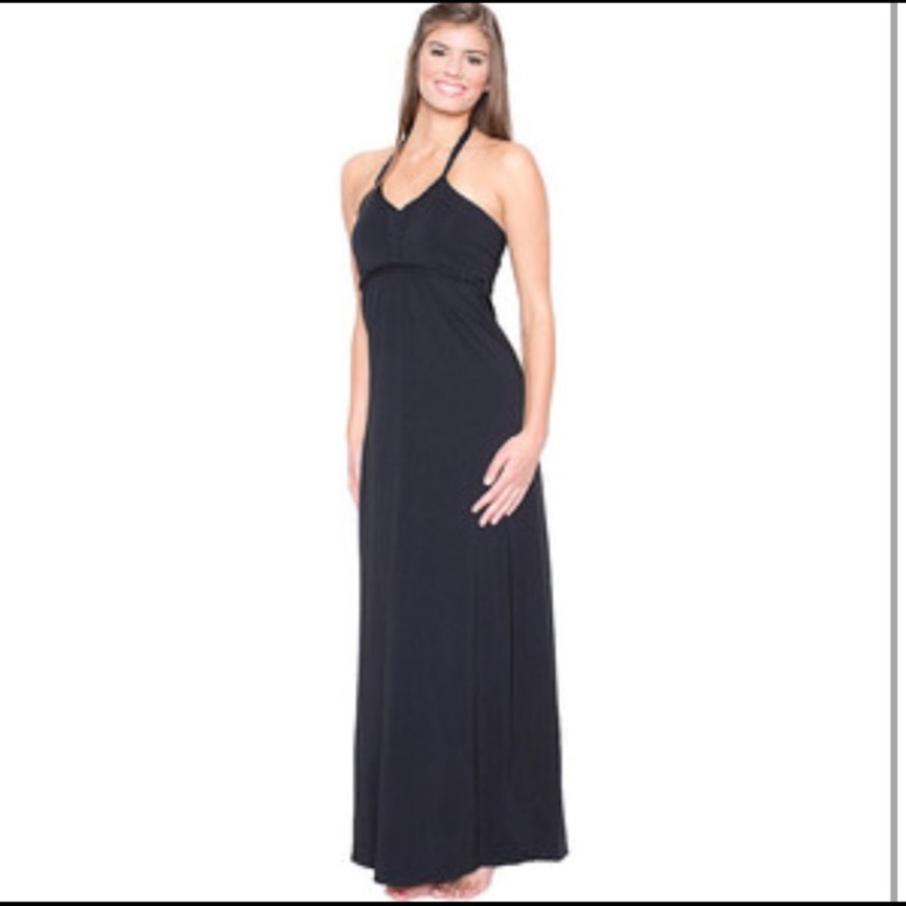 Soybu black braided halter maxi dress