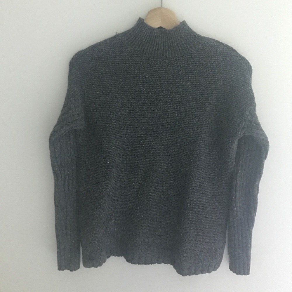 Charcoal Gray Mod Neck Sweater
