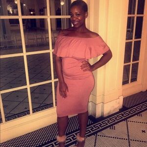 Mauve Off the Shoulder Dress