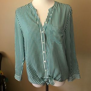 Joie Green and white stripped blouse