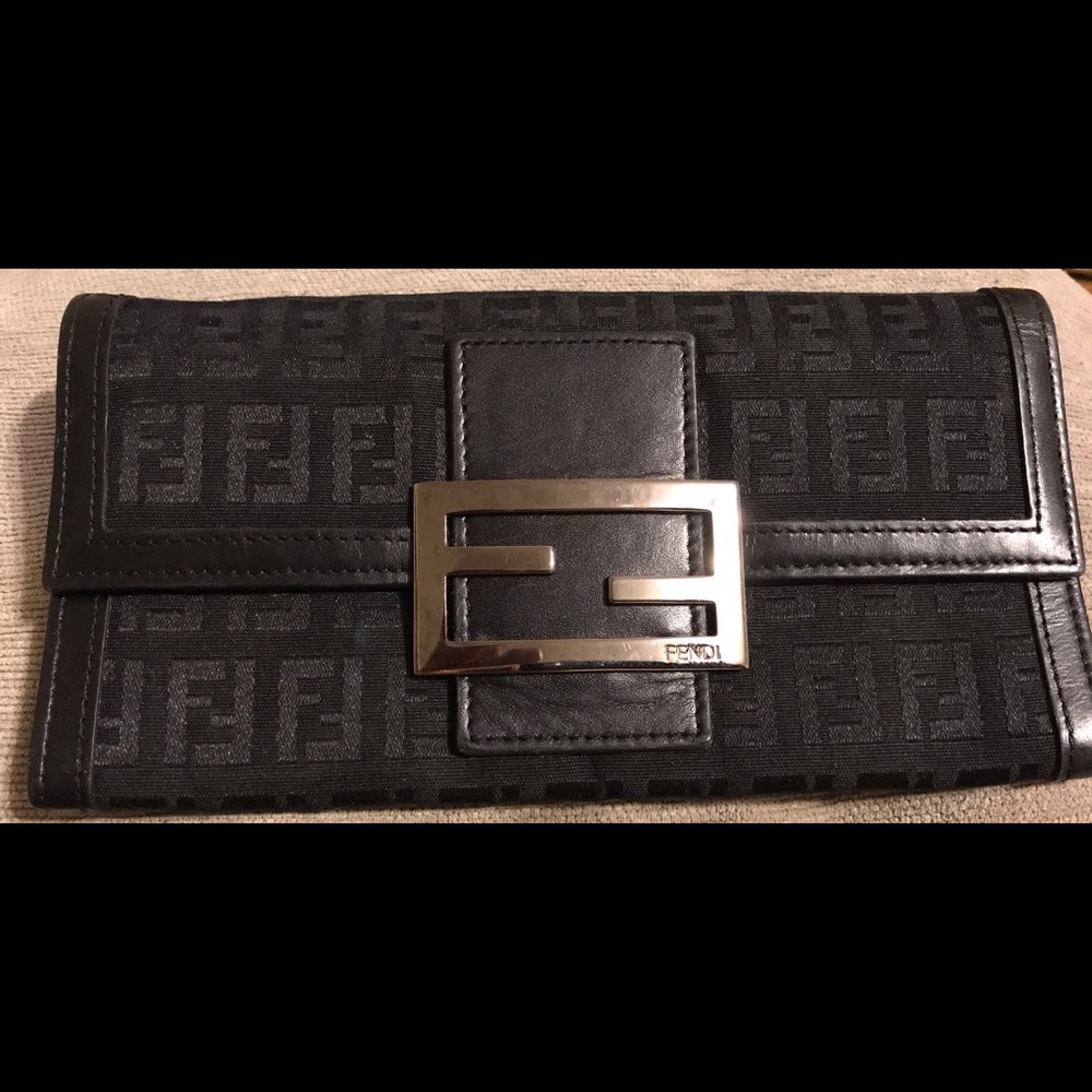 100% Authentic Fendi Zucchino Buckle Wallet