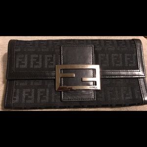 100% Authentic Fendi Zucchino Buckle Wallet