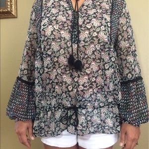 Pre-owned sheer ZARA BASIC boho shirt