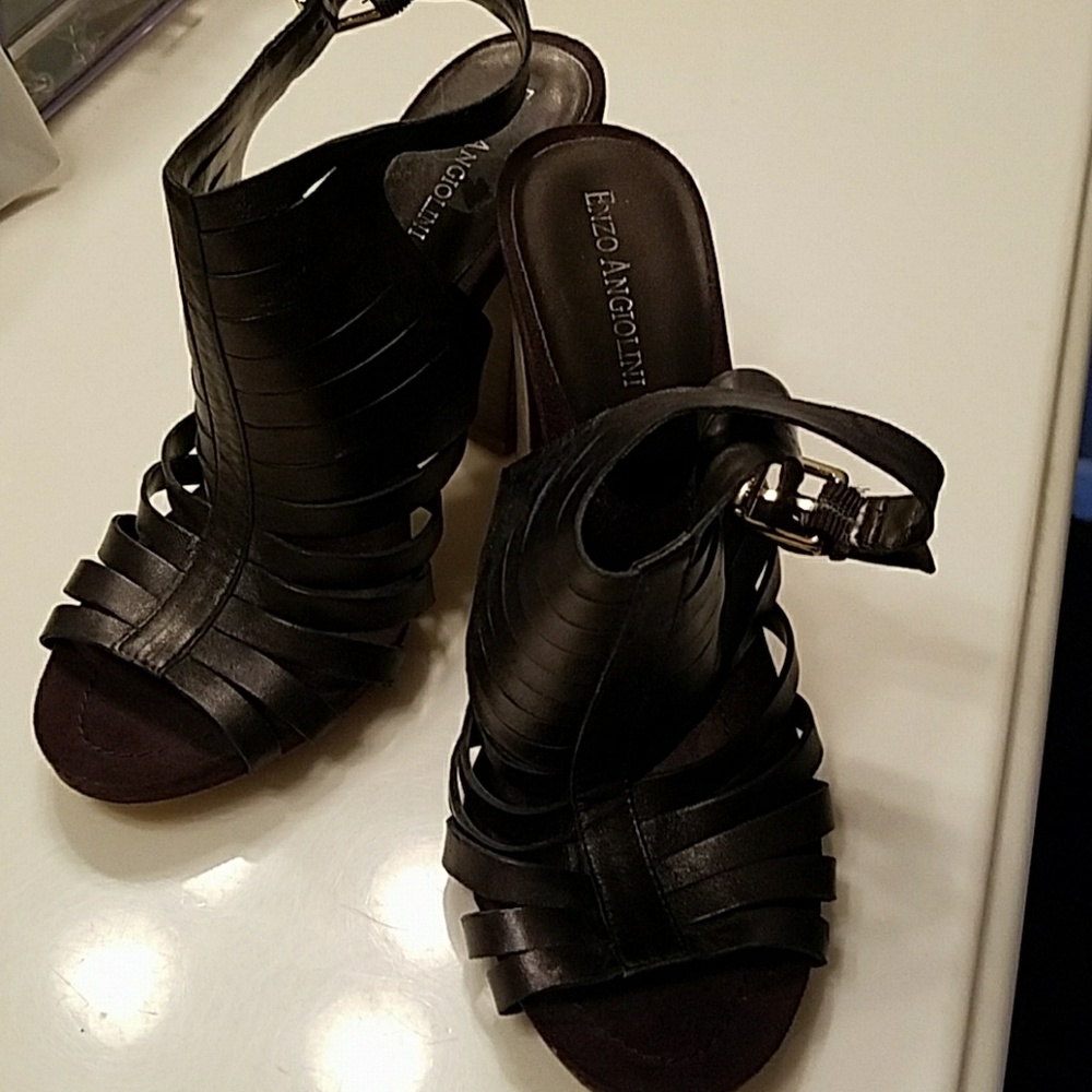 Black Enzo Angiolini Leather Heels