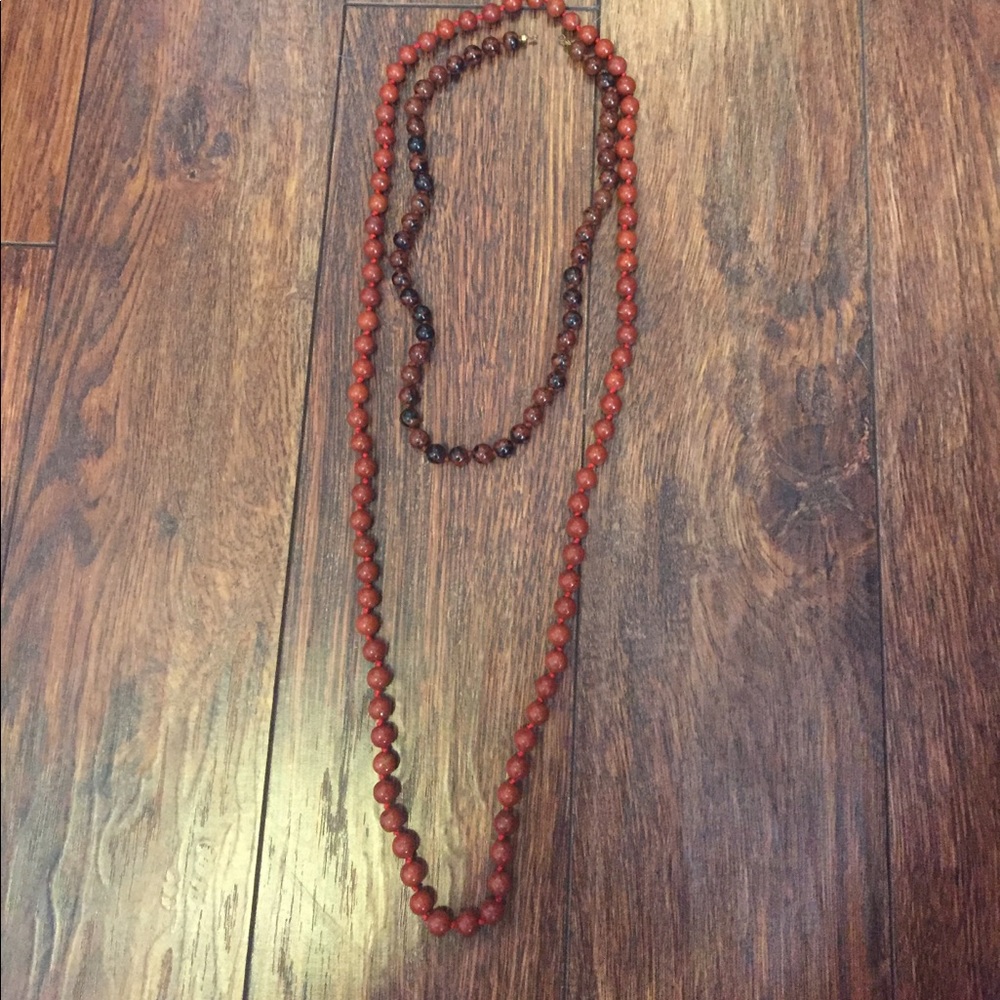 Red beaded necklace set