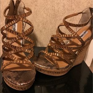 Strappy Metallic Wedges