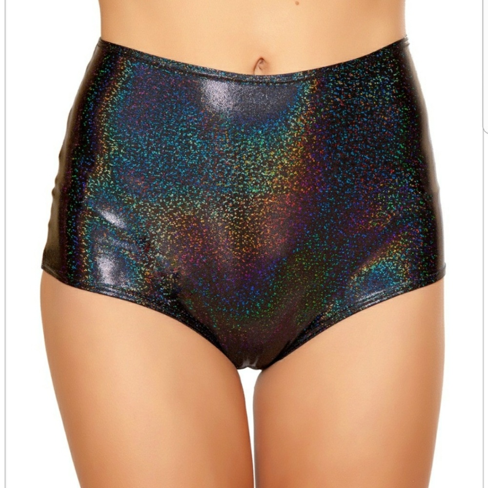 Black High - Waist Holographic Booty Short