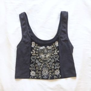 ❌SOLD❌urban outfitters crop embroidered top