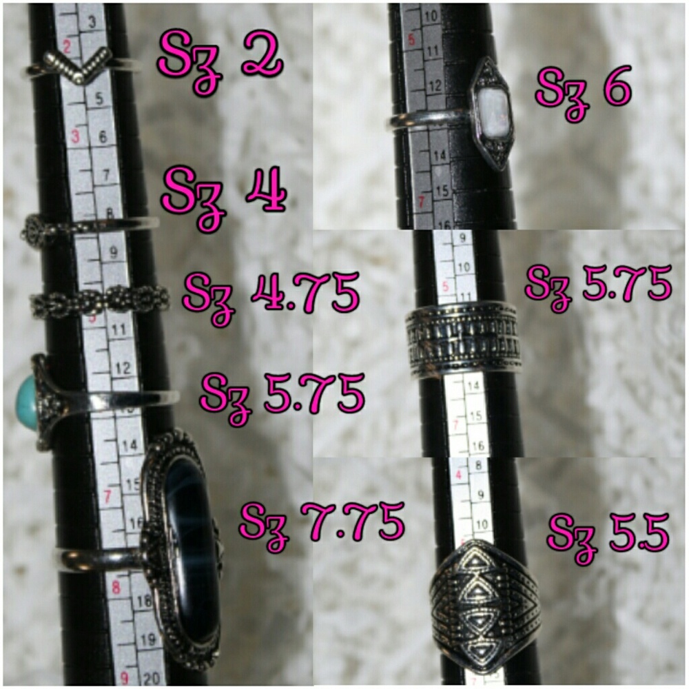 8pc Set Boho Style Rings - Picture 5 of 5
