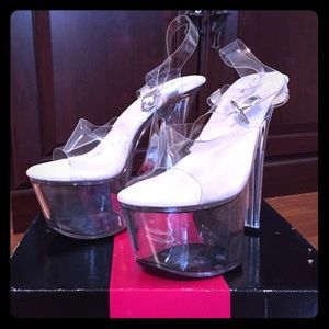 7" clear bottom "stripper" heels