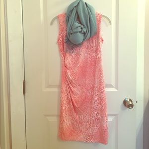 Coral print knee length summer dress