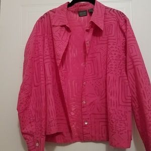 Chicos Additions pink burnout blouse