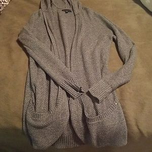 Grey cardigan with hood