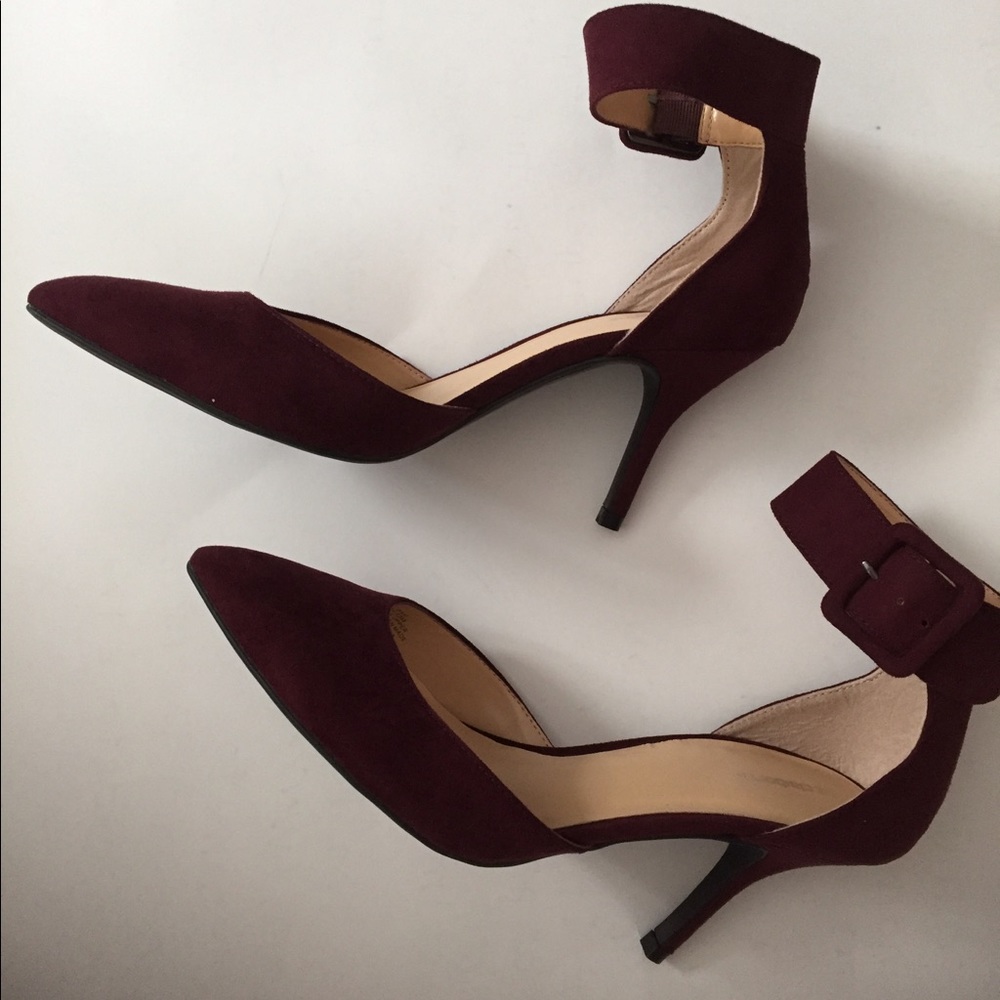 Burgundy Maroon Red Ankle Strap Heel 8.5
