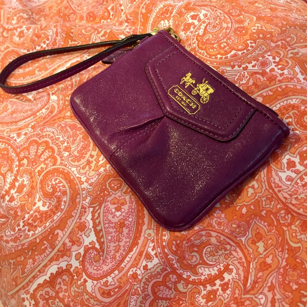 Coach Purple Leather Wristlet