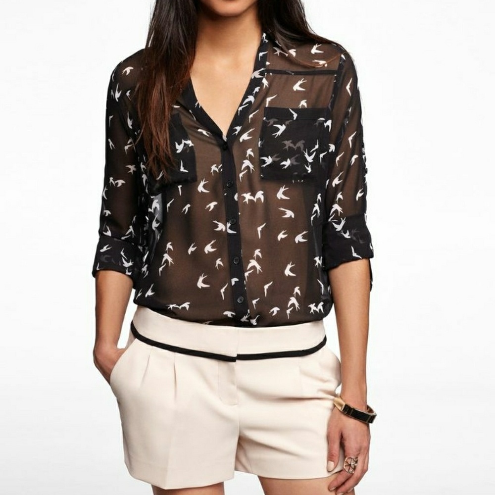 Brand new Express Portofino sheer heart top