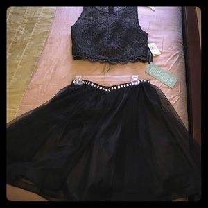 2 piece, black, sparkly homecoming dress